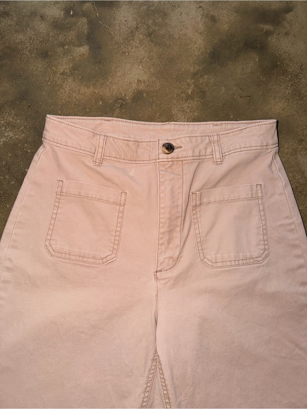 Old Navy High Rise Wide Leg Pants 4 Tall Khaki Patch Pocket Cotton Fall Photos - Picture 2 of 11